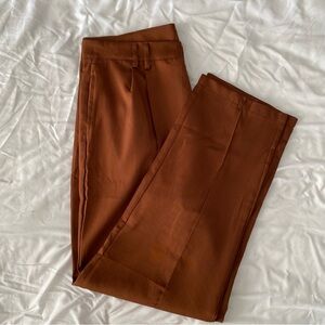 NWOT Brown Slim Leg Pleated Dress Pants